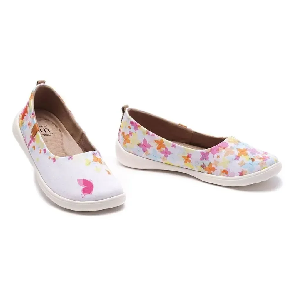UIN Women's Ballet Flats Slip On Pointed Toe Casual Loafers(Painted Butterflies)